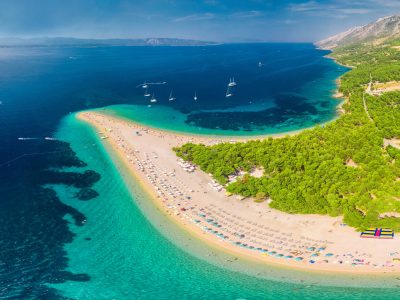 Famous Zlatni rat beach in Bol, Island Brac, Croatia, Europe